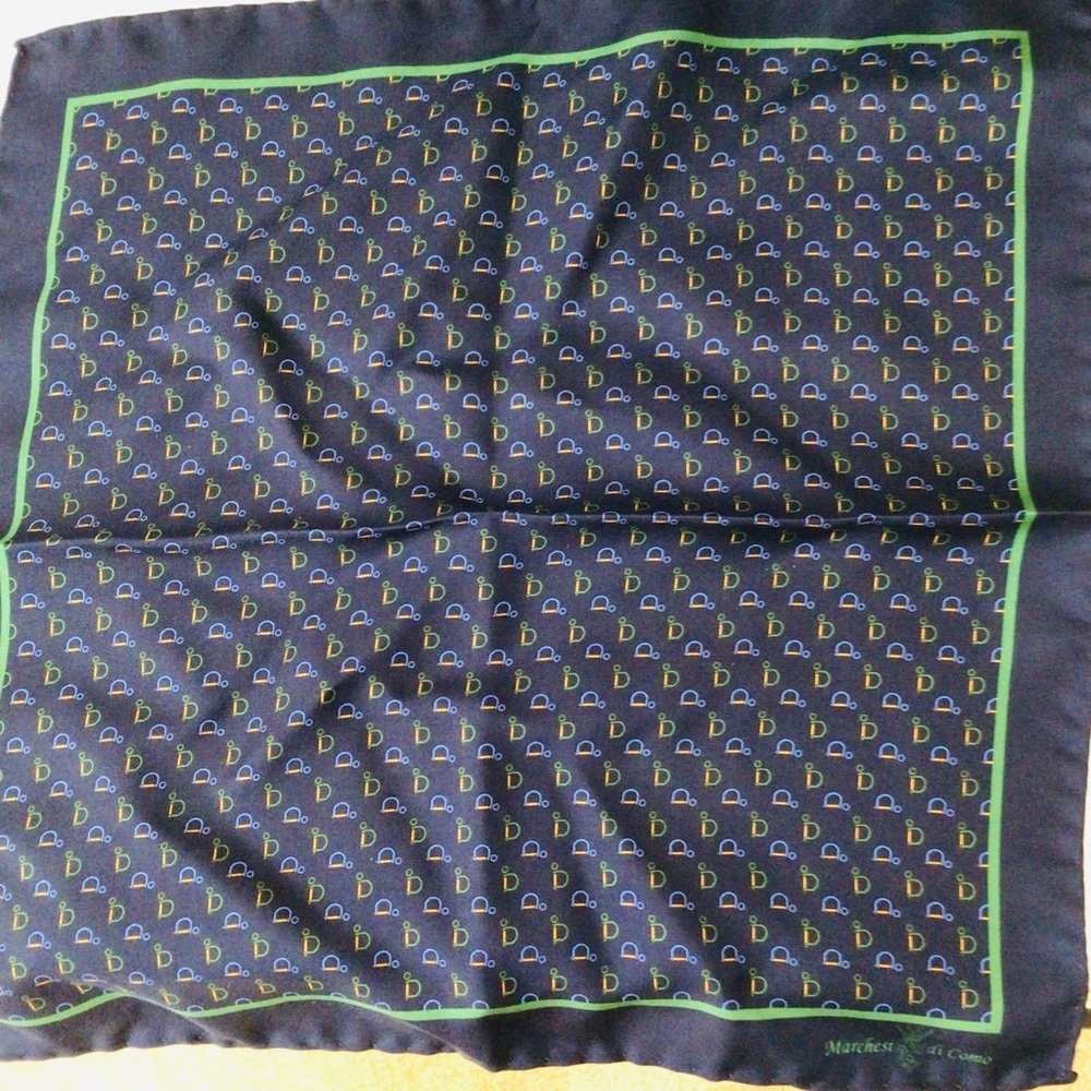 Marchesi di Como handkerchief scarf blue silk